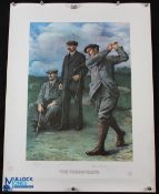 Clement Flower - "The Great Triumvirate" signed ltd ed colour golfing print with pencil facsimile