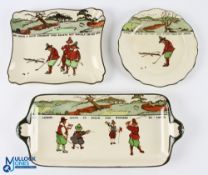 Royal Doulton Golfing Series Ware Ceramics (3) - including twin handled tray, length 37cm, chips