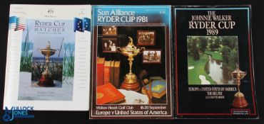 Collection of Ryder Cup Tournament Programmes from 1981 onwards (3) - to include Walton Heath '81,