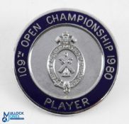 1980 Muirfield Open Golf Championship Players Enamel Badge - given to contestant Tommy Horton who