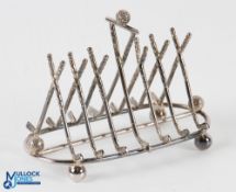 Silver Plated Golf Club Design Toast Rake 6 slice size toast rack with each section of crossed