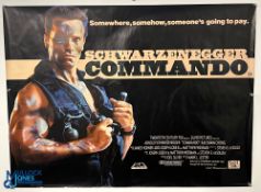 Original Movie/Film Poster 1985 Commando Arnold Schwarzenegger 40x30” approx., creases apparent,