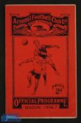 1936/37 Arsenal v Grimsby Town Div. 1 football programme, Inauguration of the East Stand at Highbury