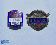 1950 + 1951 The Football Association Steward FA Enamel Badges, 1952 button back,1951 pin back (2)