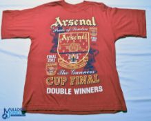 2002 Arsenal FC T-Shirt Cup Final /Double winners. Size L, red