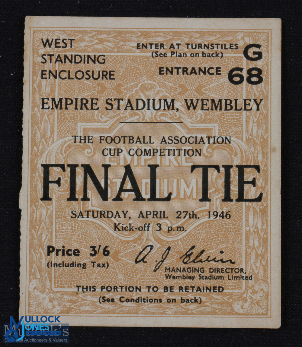 Ticket: 1946 FAC final match ticket. G