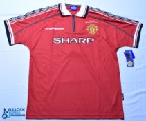 1998-99 Manchester United Munich Memorial Match Replica Football Shirt, made by Umbro, short