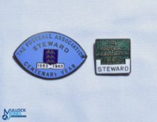 1964 + 1963 Centenary Year The Football Association Steward FA Enamel Badges, both pin backed (2)