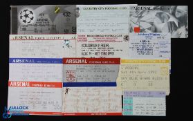 Tickets: Arsenal home match tickets 1992/93 Coventry City, 1993/94 Aston Villa, 1994/95 Leicester