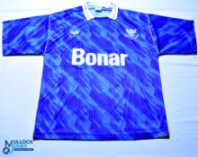 1990-1991 St Johnstone FC home football shirt - Bukta / Bonar. Size 42'' blue, short sleeves