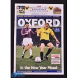 1996/97 Postponed match Oxford Utd v Grimsby Town Div. 1 programme 1 January 1997. G