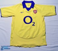 2003-2004 Arsenal FC away football shirt - Nike / O2. Size S, yellow, short sleeves. G