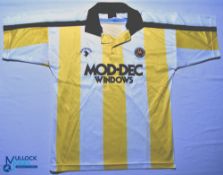 1991/92 Torquay United FC Home football shirt in yellow/white - Matchwinner / Mod Dec Windows,