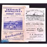 1949/50 Grimsby Town v Sheffield Wednesday Div. 2 programme 8 October 1949; return match at