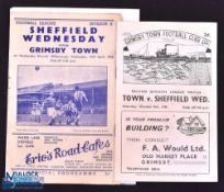 1949/50 Grimsby Town v Sheffield Wednesday Div. 2 programme 8 October 1949; return match at