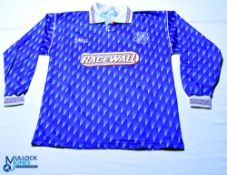 1991-1993 Cowdenbeath FC home football shirt - #4 Spall / Racewall. Size 42/44, blue, long sleeves