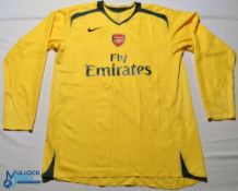 2006-2007 Arsenal FC away football shirt - Nike / Fly Emirates. Size XL, yellow, long sleeves. G