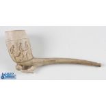 Early Football & Rugby Embossed large Clay Pipe, with 6 figures around pipe with a football boot and