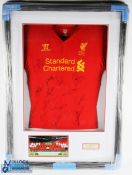 2012/13 Multi-signed Liverpool FC home replica football shirt in white, finely presented and