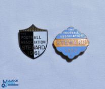 1961 + 1962 The Football Association Steward FA Enamel Badges, both pin backed (2)