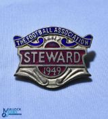 1949 The Football Association Steward FA Enamel Badge, pin back