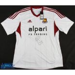 Andy Carroll Signed 2014 West Ham United Away replica Football Shirt in white, short sleeve, size L