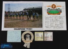 1979/80 Grimsby Town colour picture of the team with signatures of the squad (17), ALSO page from