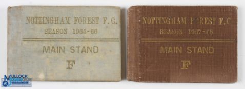 1965/66 and 1967/68 Nottingham Forest Season Ticket Booklets for the main stand, Block F, some