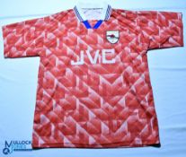 1990s Arsenal FC football shirt - #10 Bergkamp - JVC. Size XL, red, short sleeves. G