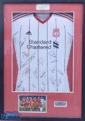 2010/11 Multi-signed Liverpool FC away replica football shirt in white, finely presented and