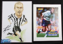 Alan Shearer Autographed Newcastle Caricature print signed in ink to the front of Shearer in