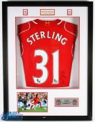 Raheem Sterling 98 Liverpool home replica football signed No 31 shirt in red, with - presented to