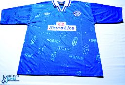 1997-1998 Stranraer FC home football shirt - Icis / Stena Line. Size XL, blue, short sleeves