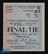 Ticket: 1953 FAC final (Matthews final) match ticket. G