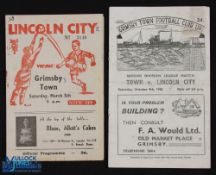 1948/49 Grimsby Town v Lincoln City Div. 2 match programme 9 October 1948; Lincoln City v Grimsby