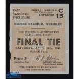 Ticket: 1949 FAC final match ticket; slight uneven edge