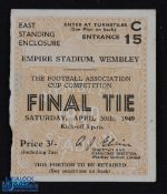 Ticket: 1949 FAC final match ticket; slight uneven edge