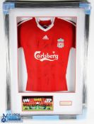 2009/10 Multi-signed Liverpool FC home replica football shirt in white, finely presented and