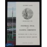 1956 Olympic Games in Melbourne, Football Final and Closing Ceremony programme 8 December 1956 at