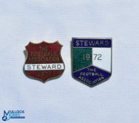 1971 + 1972 The Football Association Steward FA Enamel Badges, both pin backed (2)