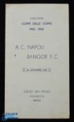 1962/63 AC Napoli v Bangor City European Cup Winners Cup match programme 26 September 1962, 4 page