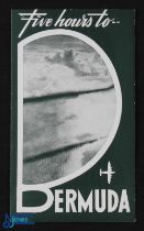 Seaplane Clipper: "Bermuda by Air" April 1939 Brochure - 4 fold Times & Fares Table- Has two fine
