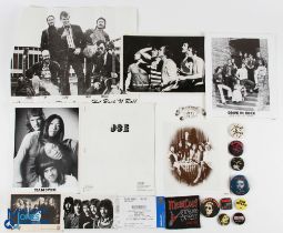 1970-80 Rock Pop Music Badges, Patch, Photographs, Press cards poster, to include 1982, Meat Loaf