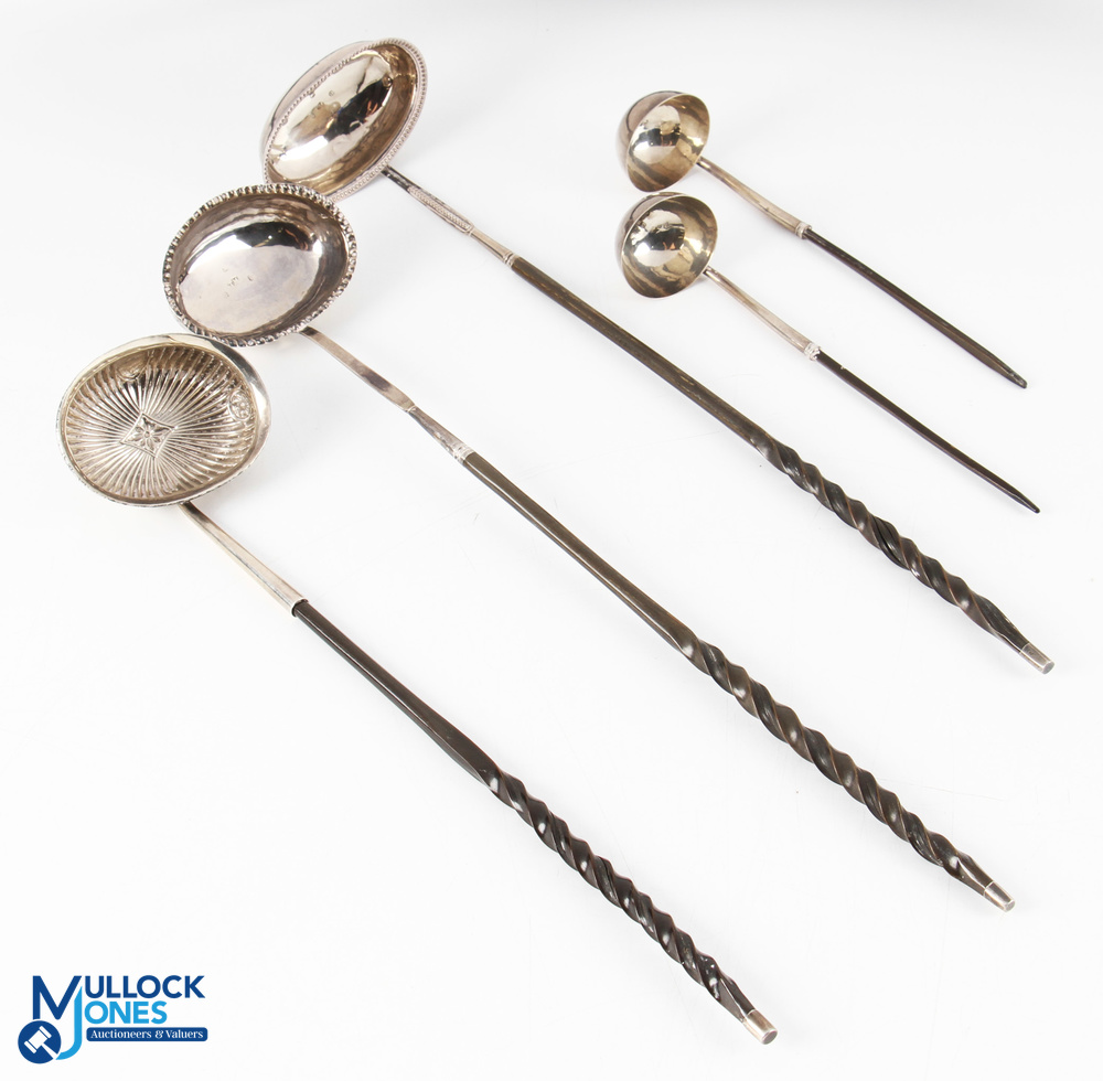 Group of Assorted Silver Ladles (5) - including two Georgian toddy ladles, one with beaded bowl