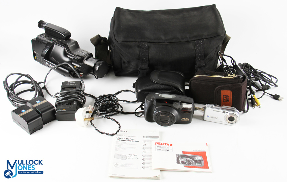 Camera Collection, to include a Sony Cybershot 7.2 mega pixels with charger, Pentax 35mm zoom