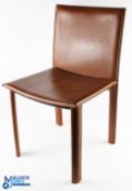 4x Filipo Sibau Italian Top Stitched Leather Chairs, in brown leather, in used condition with some