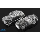 2x Glass Crystall Clear Car Paperweight Figures