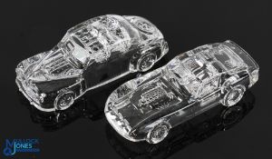 2x Glass Crystall Clear Car Paperweight Figures
