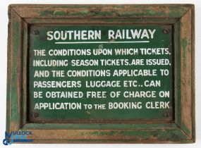 Southern Railway Enamel Sign - a small Southern Railway, the conditions upon which tickets including