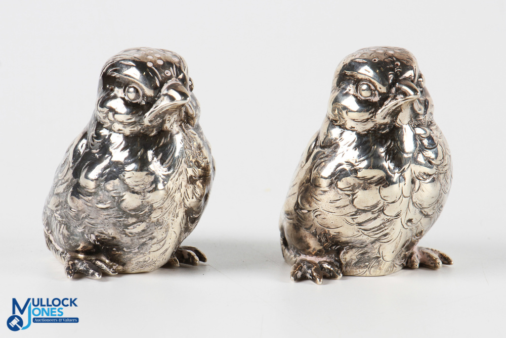 Berthold Muller Matched Pair of Pepperettes Modelled as Chicks each having slight differences in
